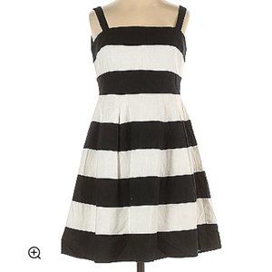 LOFT Black and White Striped Linen Dress Sz 4